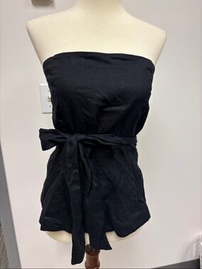 Ann Taylor Black Strapless Tie-Waist Top